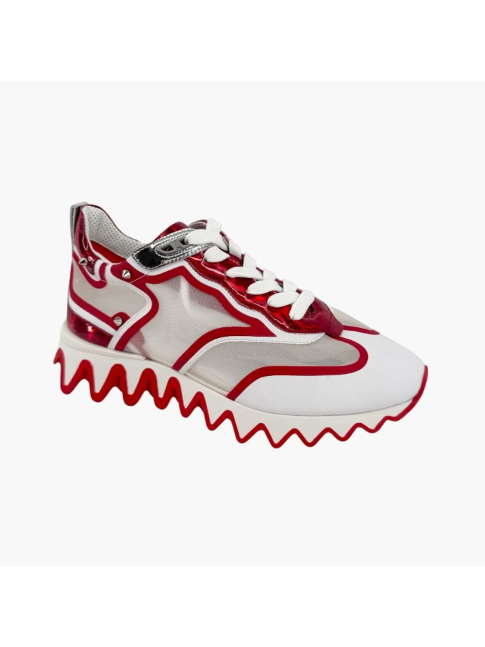 Christian Louboutin Sharkina White Mesh Red Sneakers Size 39.5 US 9.5 Women 6924 - Picture 10 of 15